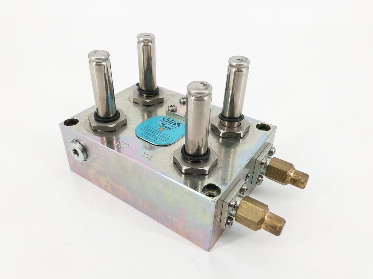 New GEA Danfoss 627500077 4-Way Valve Block 2.65mm Seat w/ Orifice