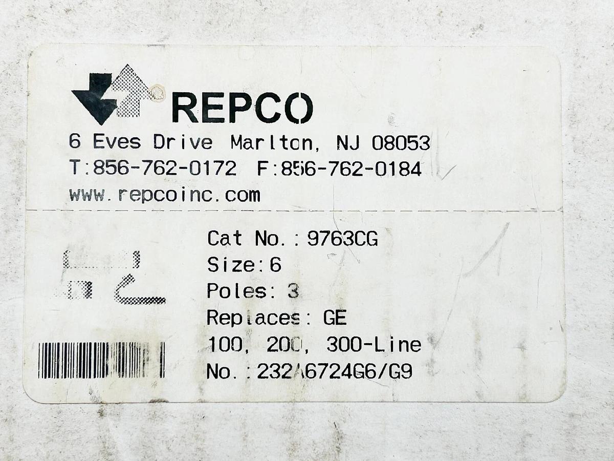Used REPCO 9763CG GE 100/200/300 Line Replacement Contact Set Size 6 3P 232A6724G6/G9