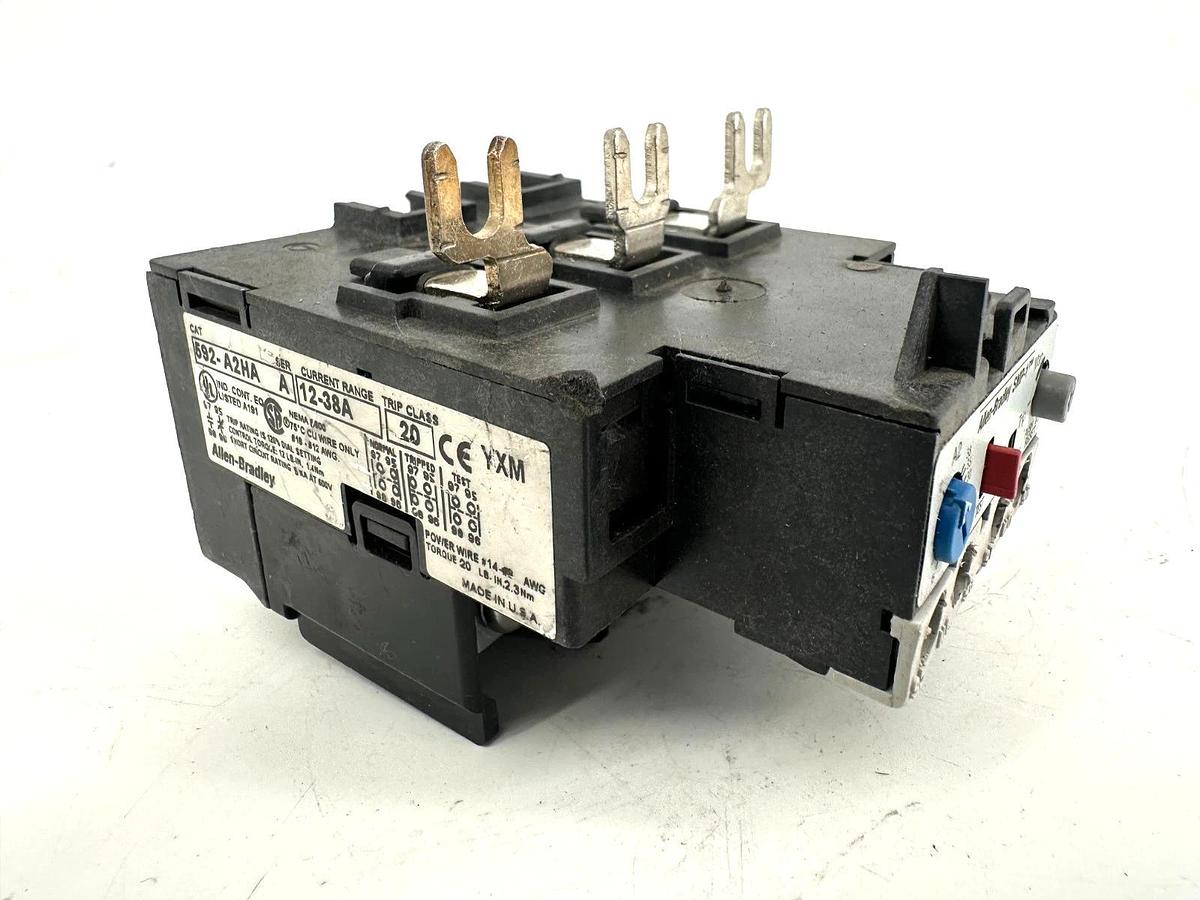 Used Allen Bradley 592-A2HA Ser A Thermal Overload Relay 12-38A Missing Reset Cover