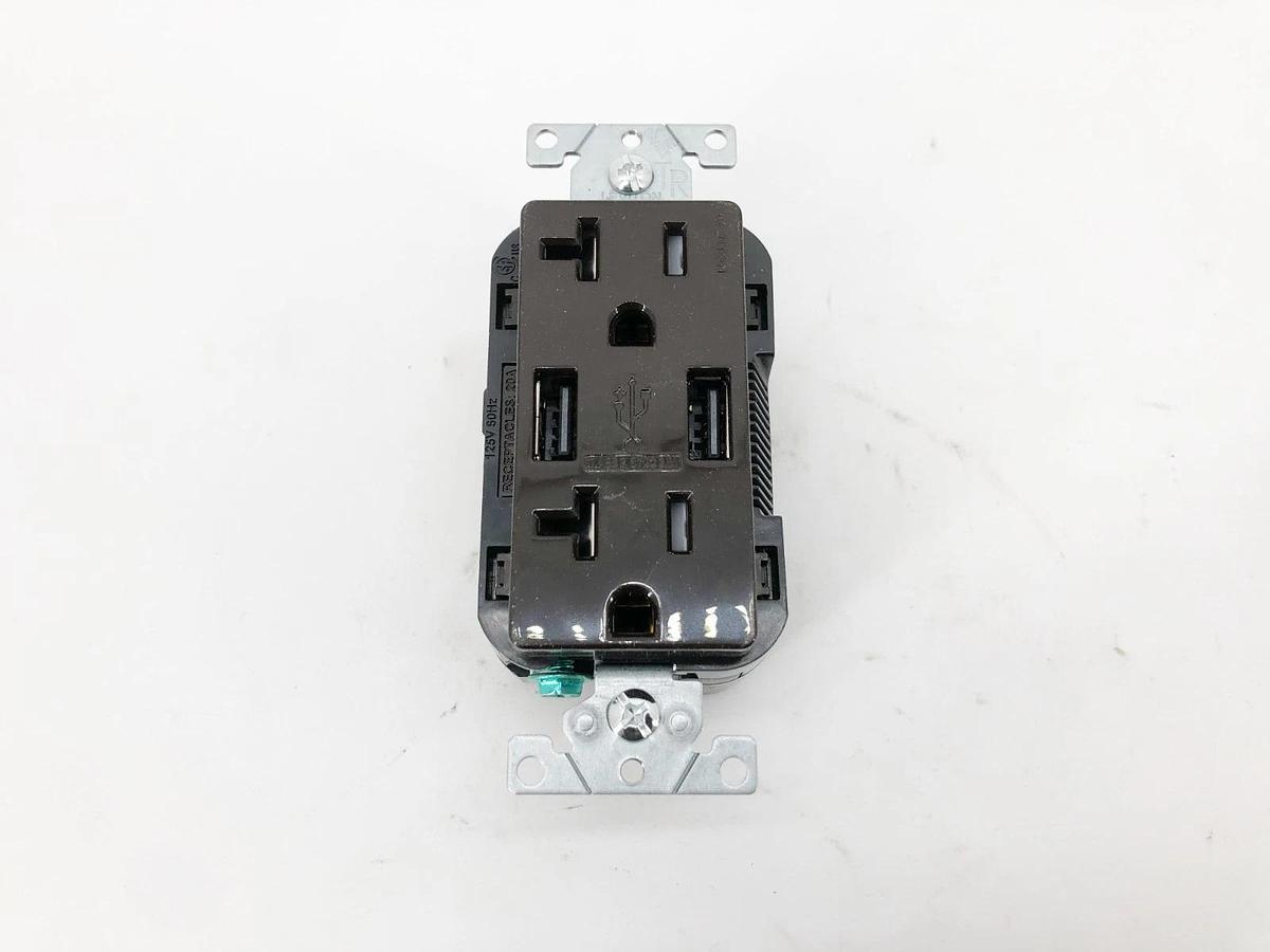 New Leviton T5832-B Decora Duplex USB Charger Brown 3.6A USB 20A-125V
