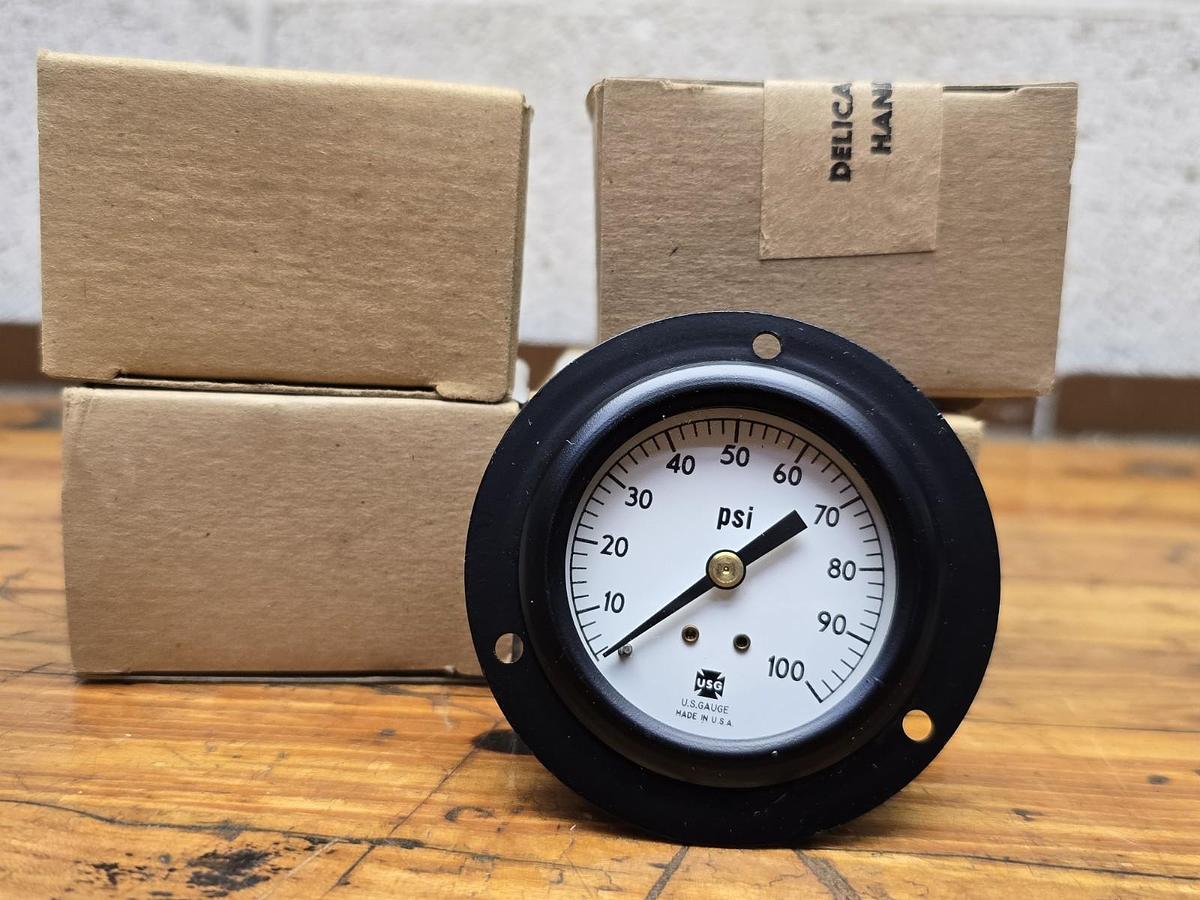 Lot of 2 New PSB20-200TS Dry Pressure Gauges 2" 0-200psi Back Mount w/ Teflon
