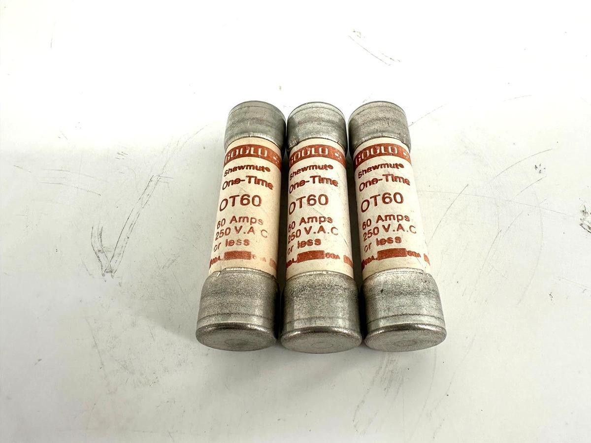 Lot of 3 New Shawmut OT60 One-Time Class K5 Fuse 60A 250V - No Box
