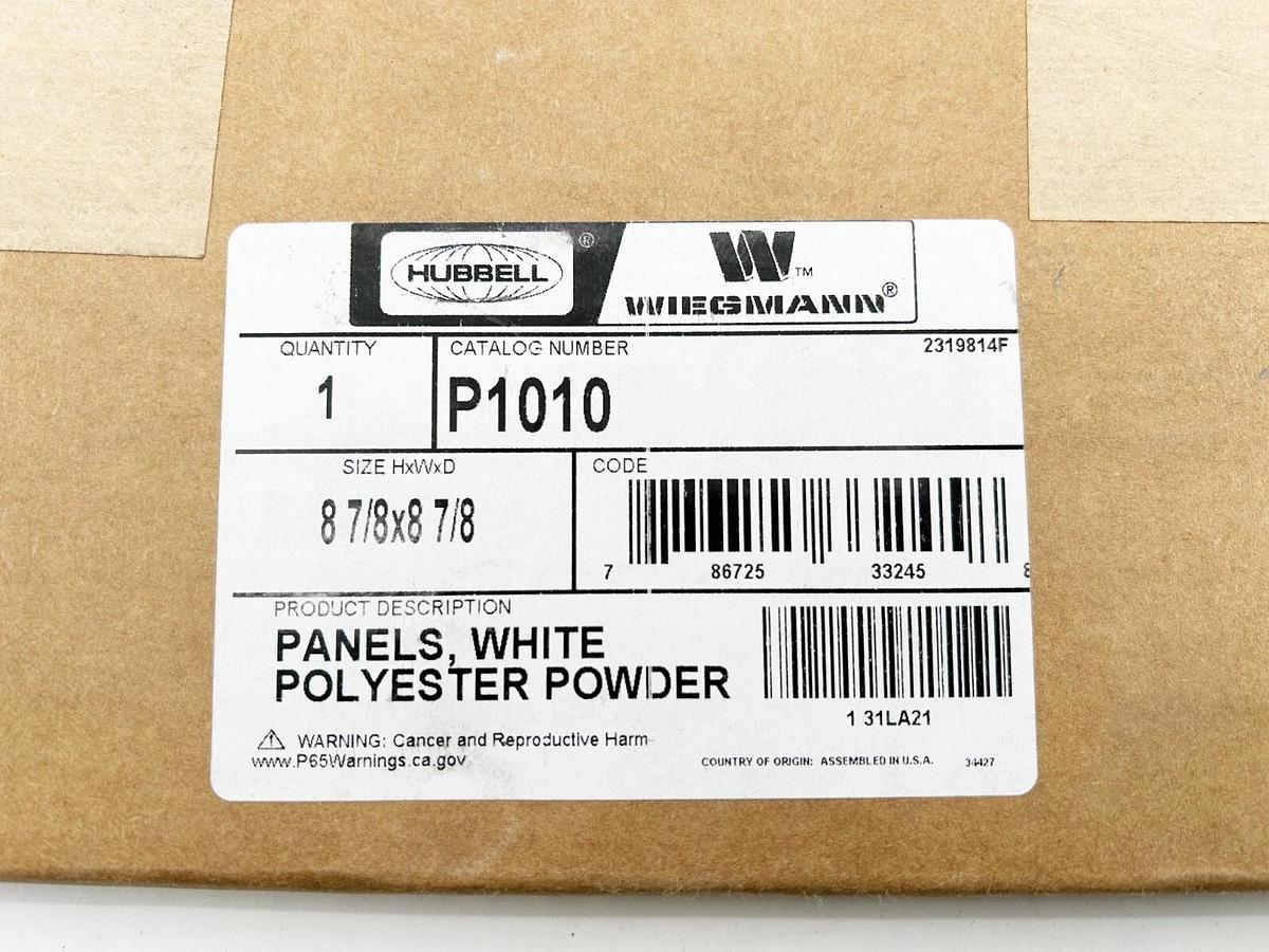 New Hubbell P1010 Panel Polyester Powder White 8 7/8X8 7/8