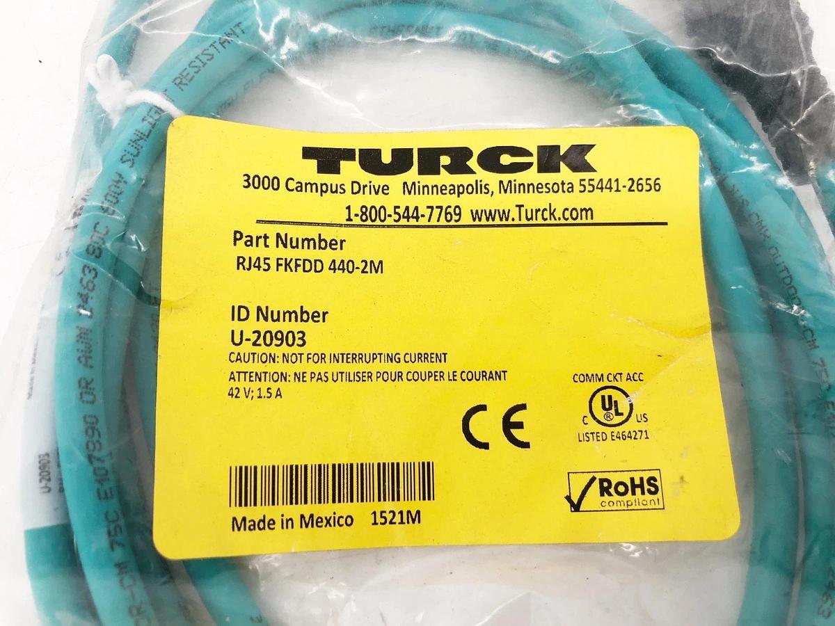 New Turck RJ45 FKFDD 440-2M Cordset 2m 42V 1.5A U-20903