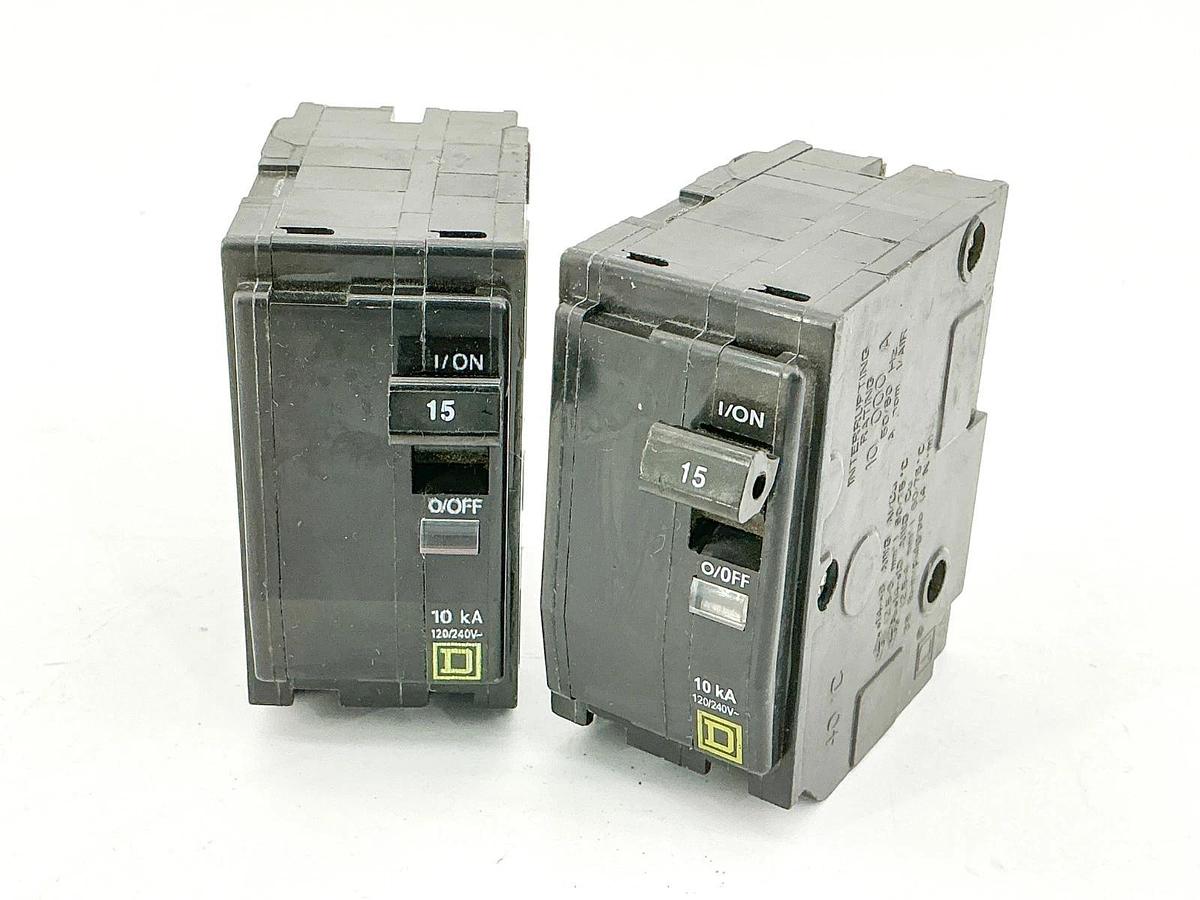 New Lot of 2 Square D QO215 Circuit Breaker 15A 240V 2P Type QO - No Box