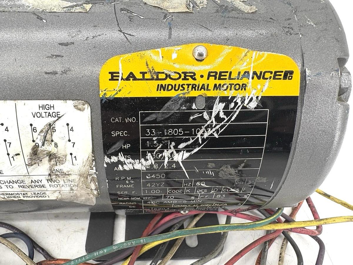 Used Baldor 33-1805-1002G1 1.5HP Motor 230/460V 60Hz 3PH 3450rpm 42YZ Frame