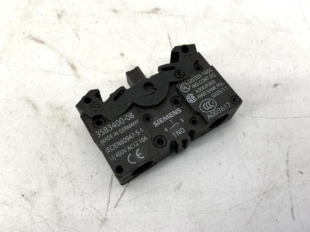 Used Lot of 3 Siemens 3SB3400-0B Contact Block Black 1NO 10A 400V