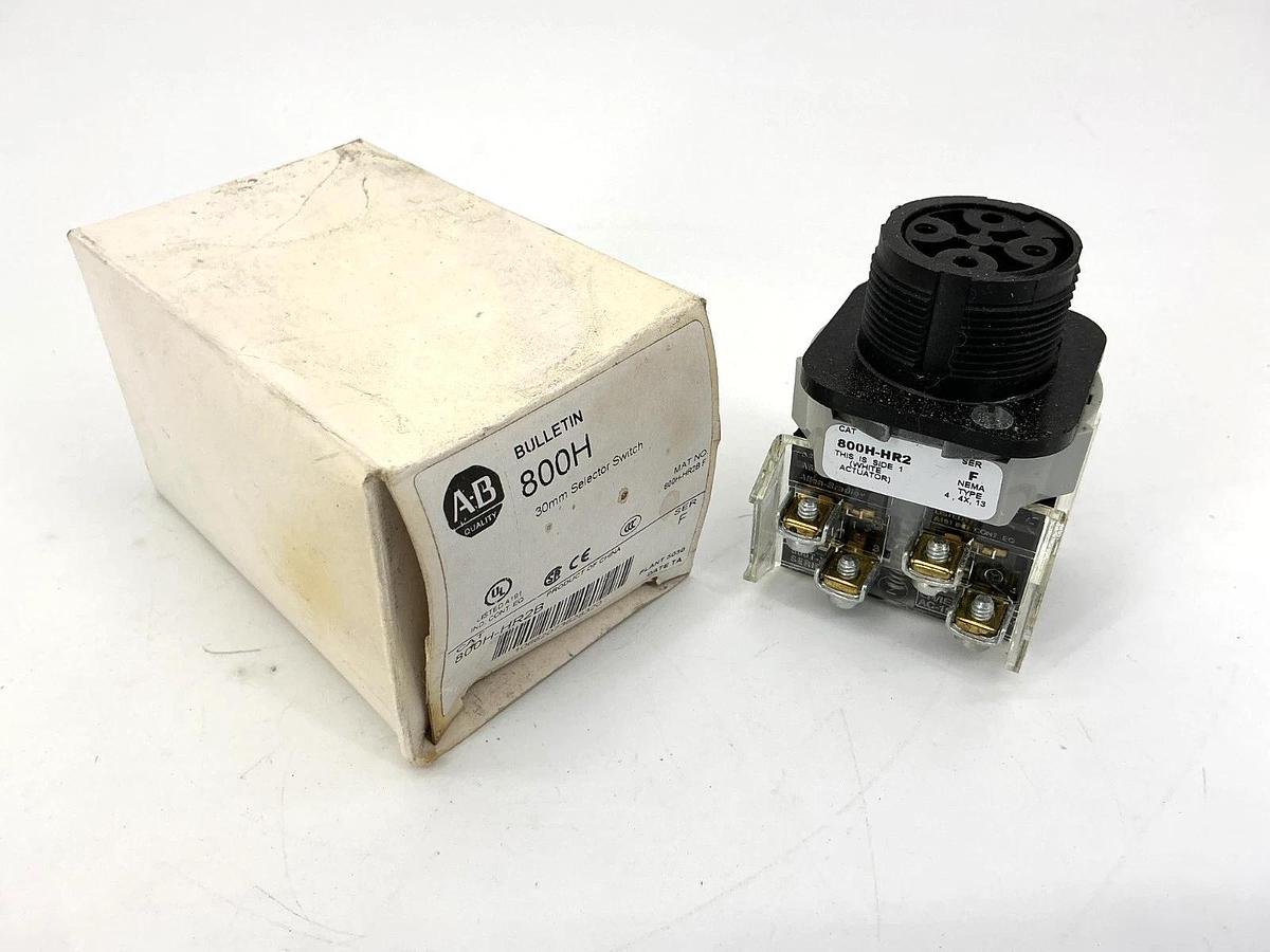 New Allen Bradley 800H-HR2B Ser F Selector Switch 2Pos Maintained MISSING KNOB