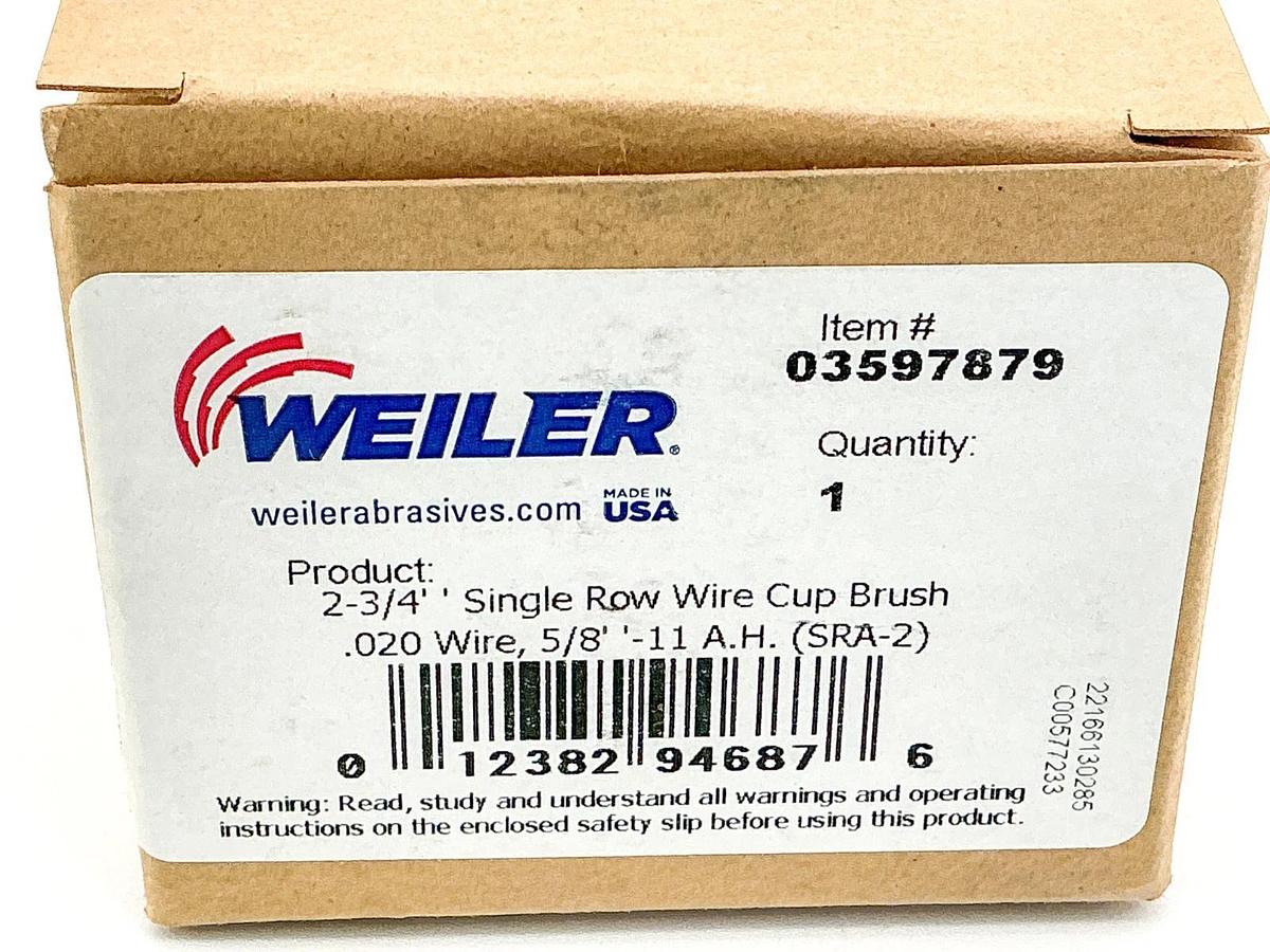New Lot of 2 Weiler 03597879 2-3/4" Single Row Wire Cup Brush .020 Wire