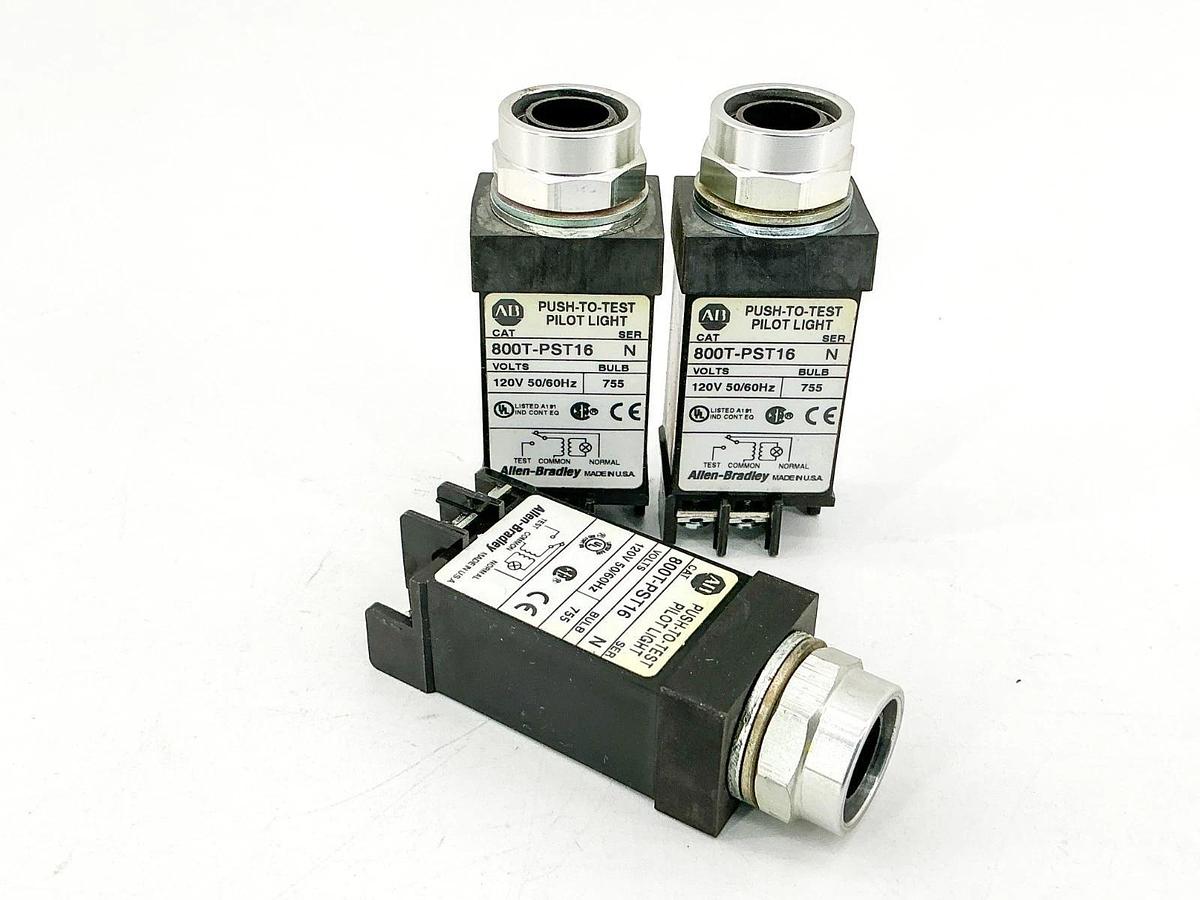 New Lot of 3 Allen Bradley 800T-PST16 Pilot Light 120V Ser.N- No Box
