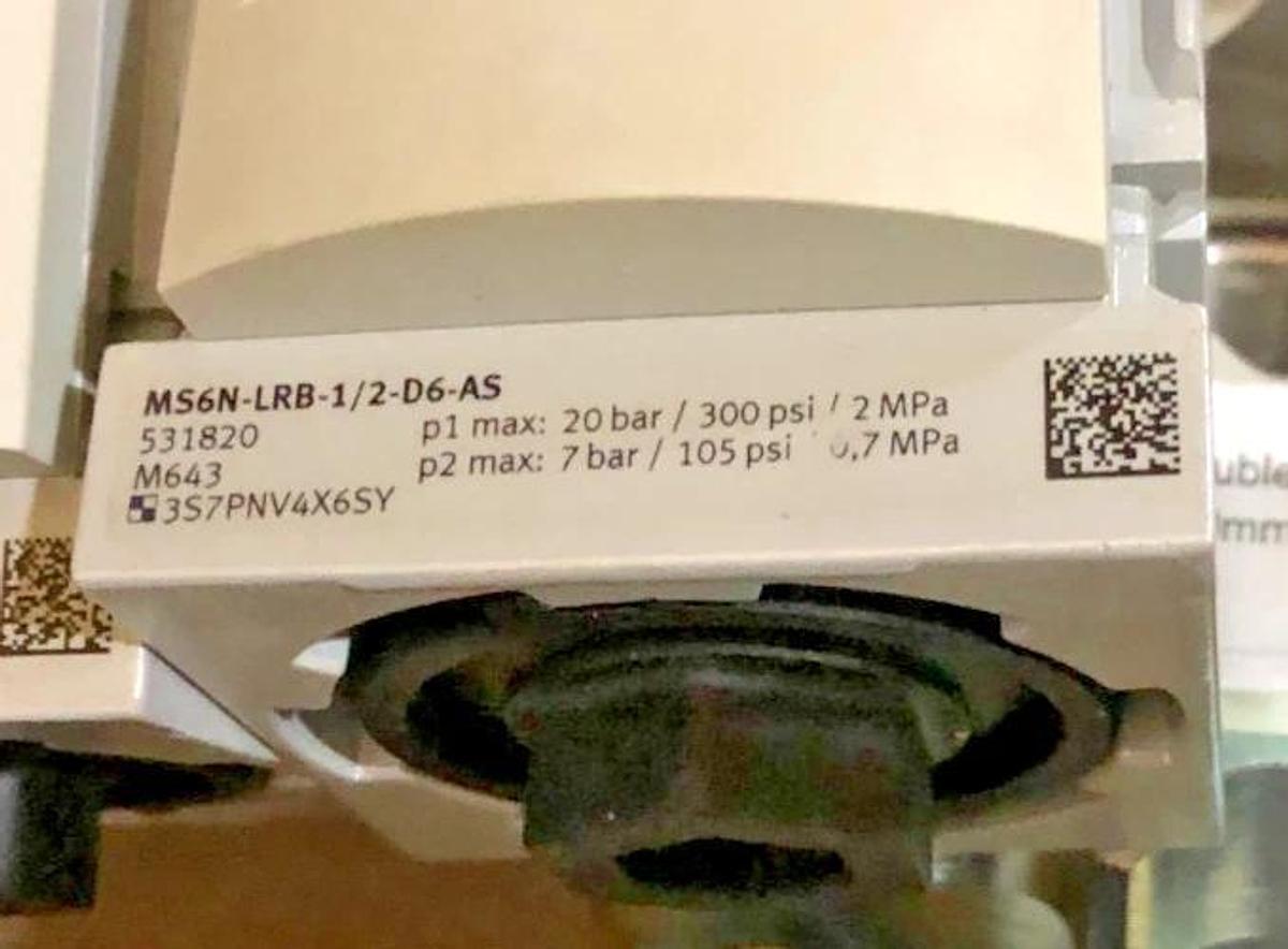 New Festo MS6N-LRB-1/2-D6-AS Filter Regulator Unit 300psi 531820 - No Sightglass
