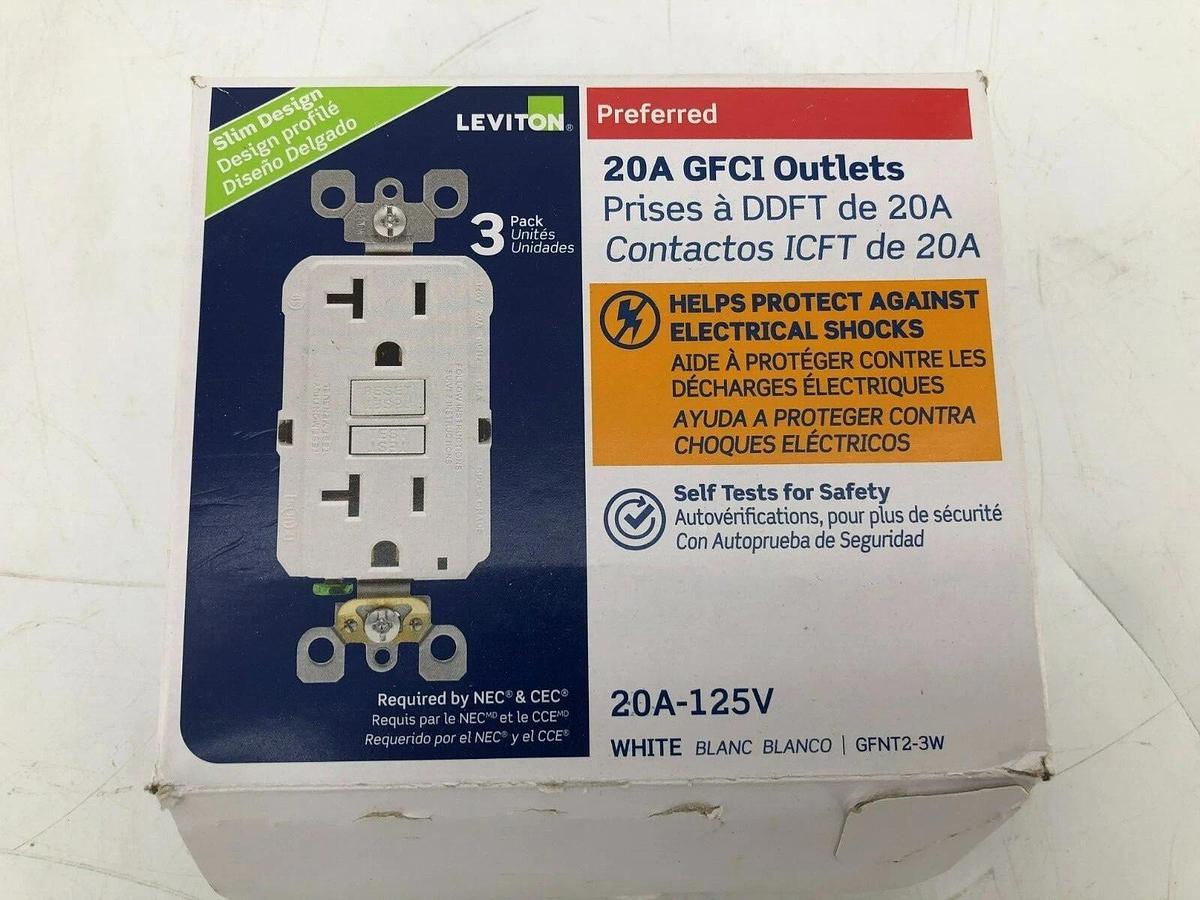 New Lot of 3 Leviton GFNT2-3W Self-Test SmartlockPro Slim GFCI Receptacles
