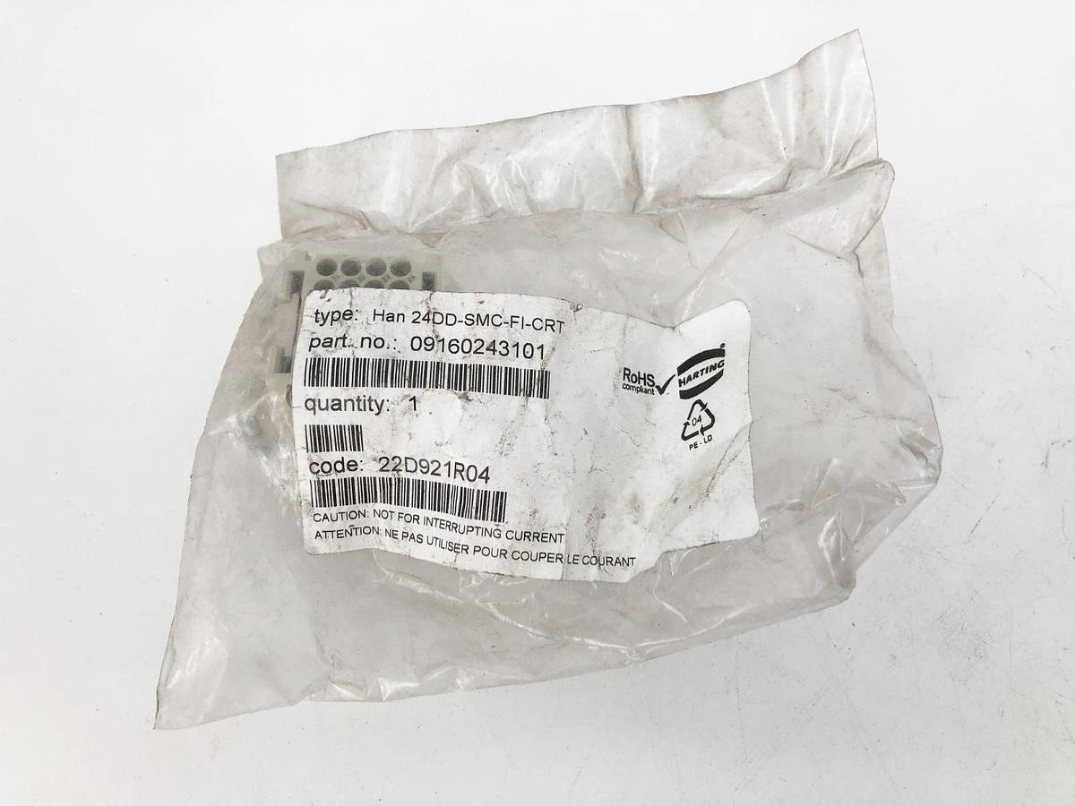 Lot of 2 New Harting Han 24DD-SMC-FI-CRT Connectors 24-Pin 09160243101