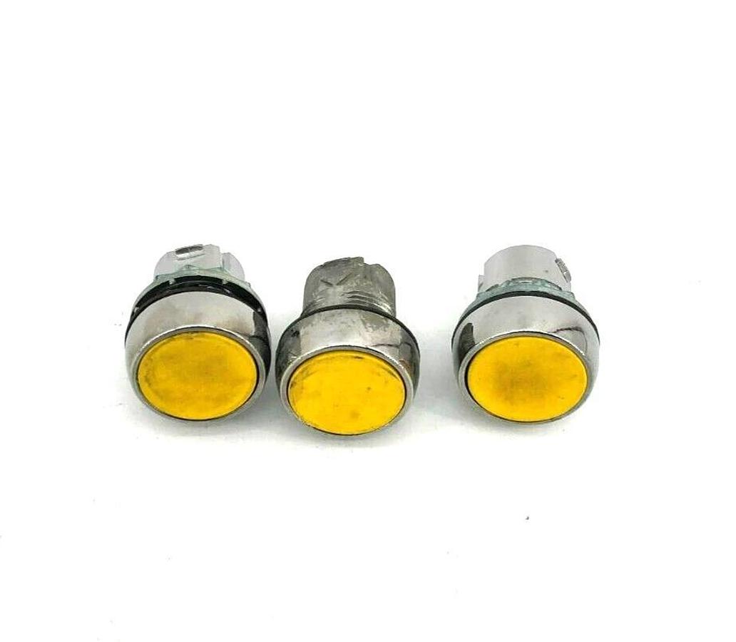 Used Lot of 3 Allen Bradley 800FM-F6 Ser. A Pushbuttons, Flush, Yellow