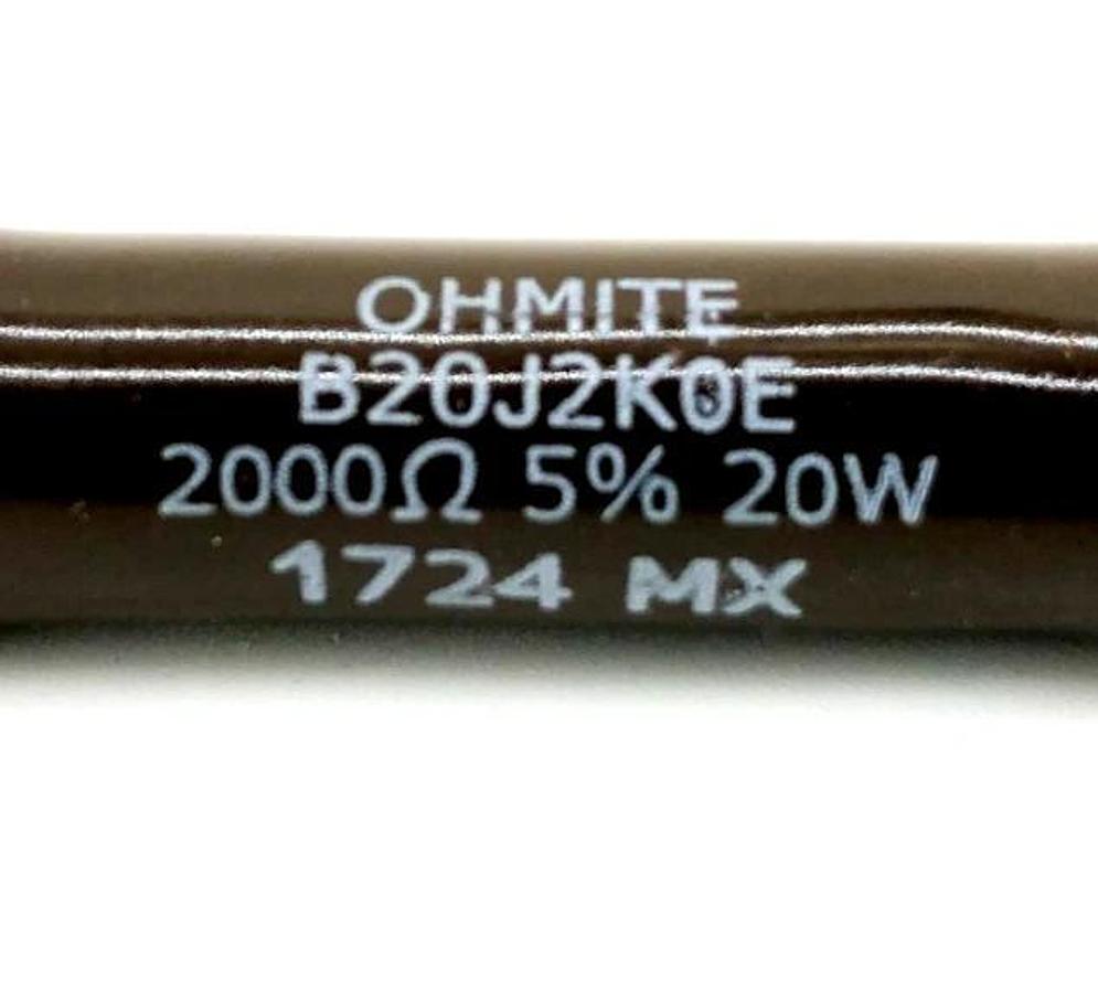 Box of 25 New Ohmite B20JK2K0E Resistors 20W 2000 Ohms 5%
