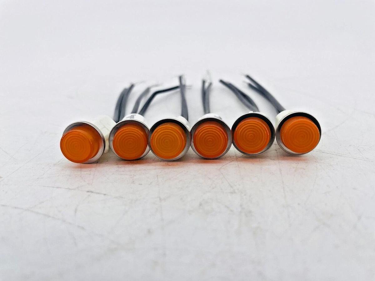 Lot of 6 New VCC 1050C3 Panel Mount Indicator Lamps Amber 1/2in