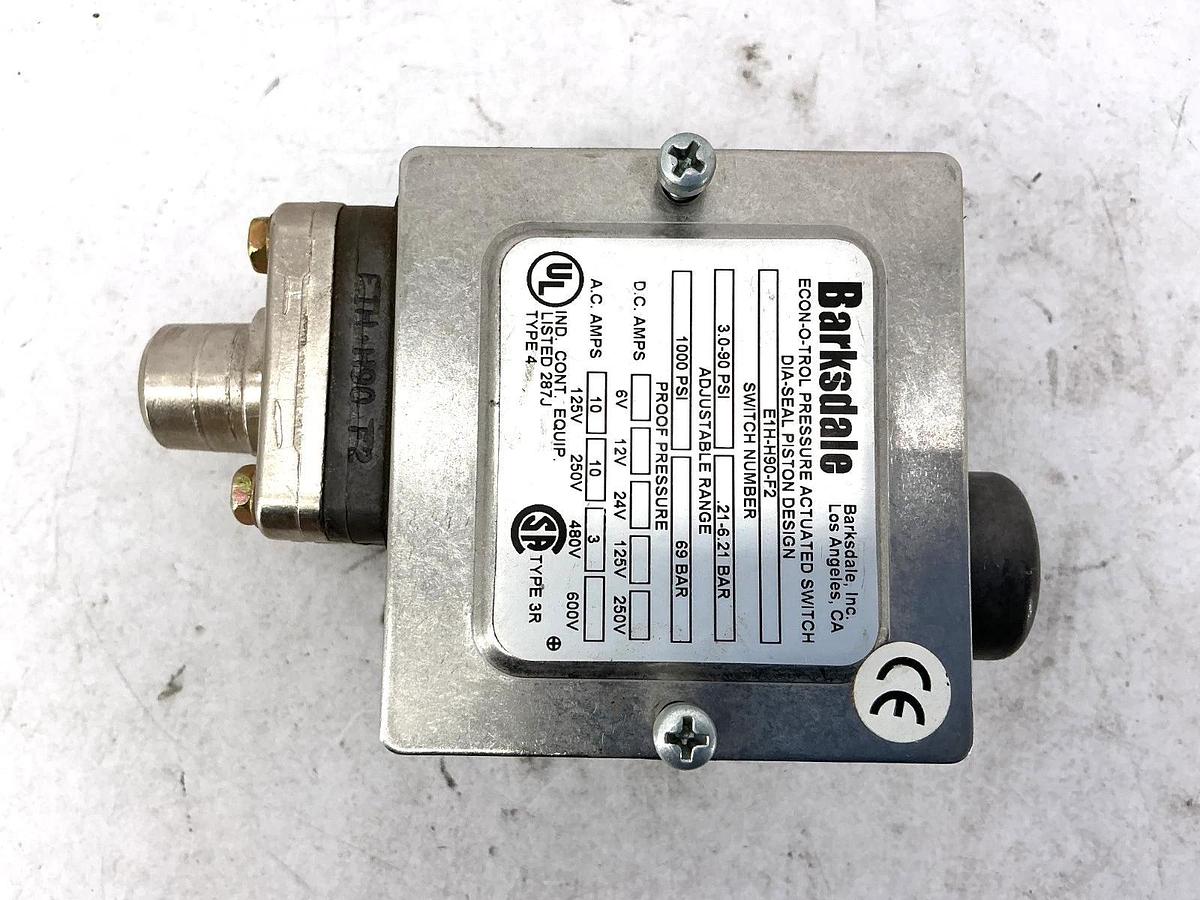 New Barksdale E1H-H90-F2 Pressure Switch 1000PSI .21-6.21 BAR 10A 600V - No Box