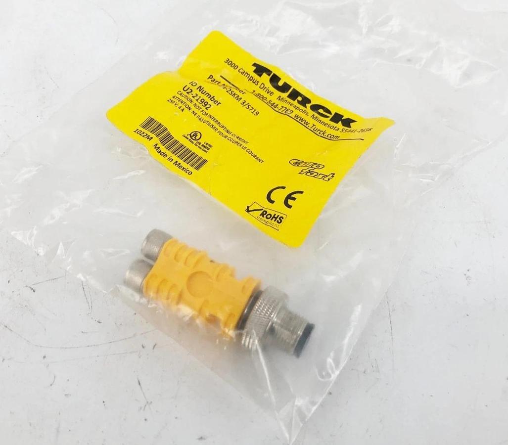New Turck VBRS 4.4-2SKM 3/S719 Splitter M12 Male 4 Pin to x2 M8 Female 3 Pin