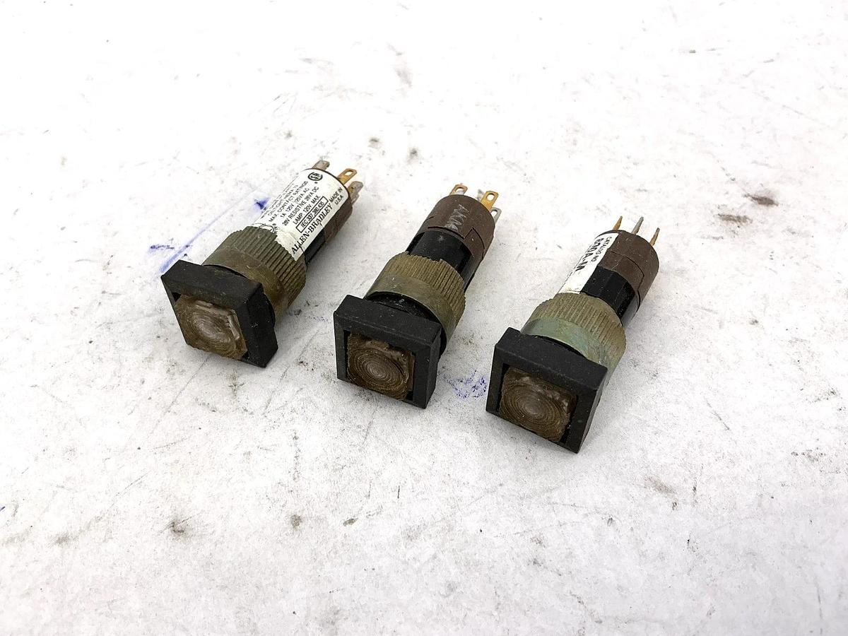 Used Lot of 3 Allen Bradley 800A-M Ser A Momentary Contact Pushbutton Square Clear