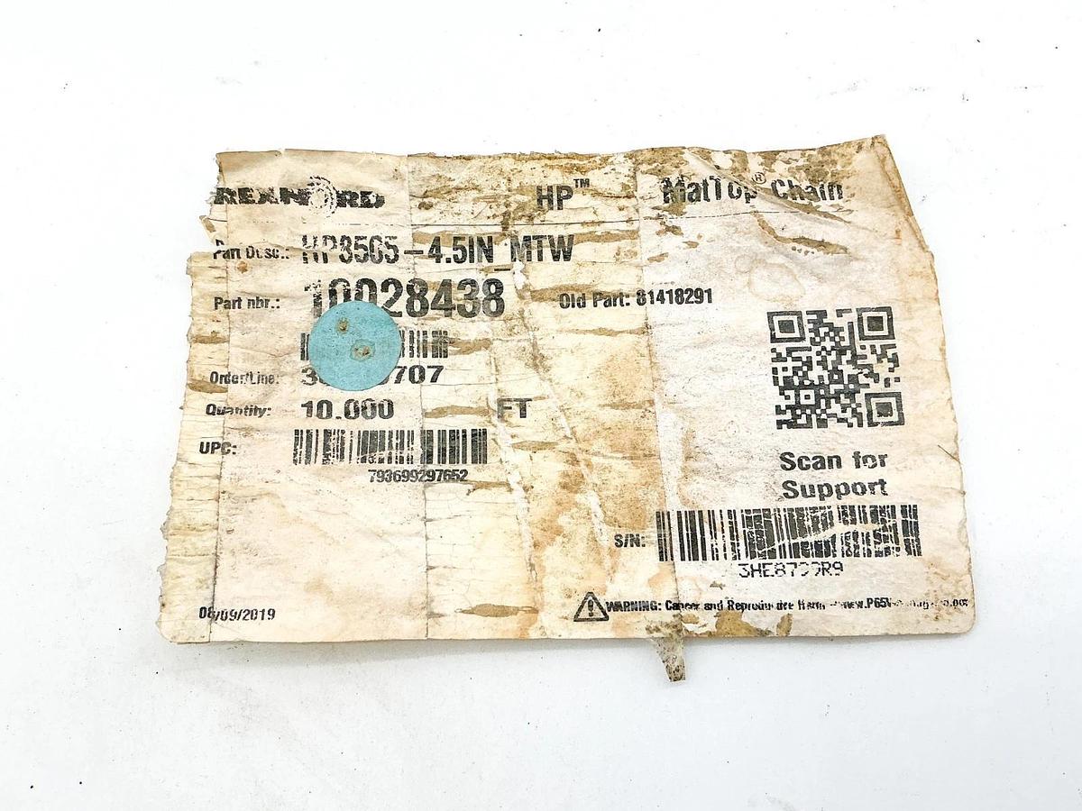 New Rexnord HP8505-4.5IN MTW MatTop Chain 10FT 10028438 81418291 - No Box