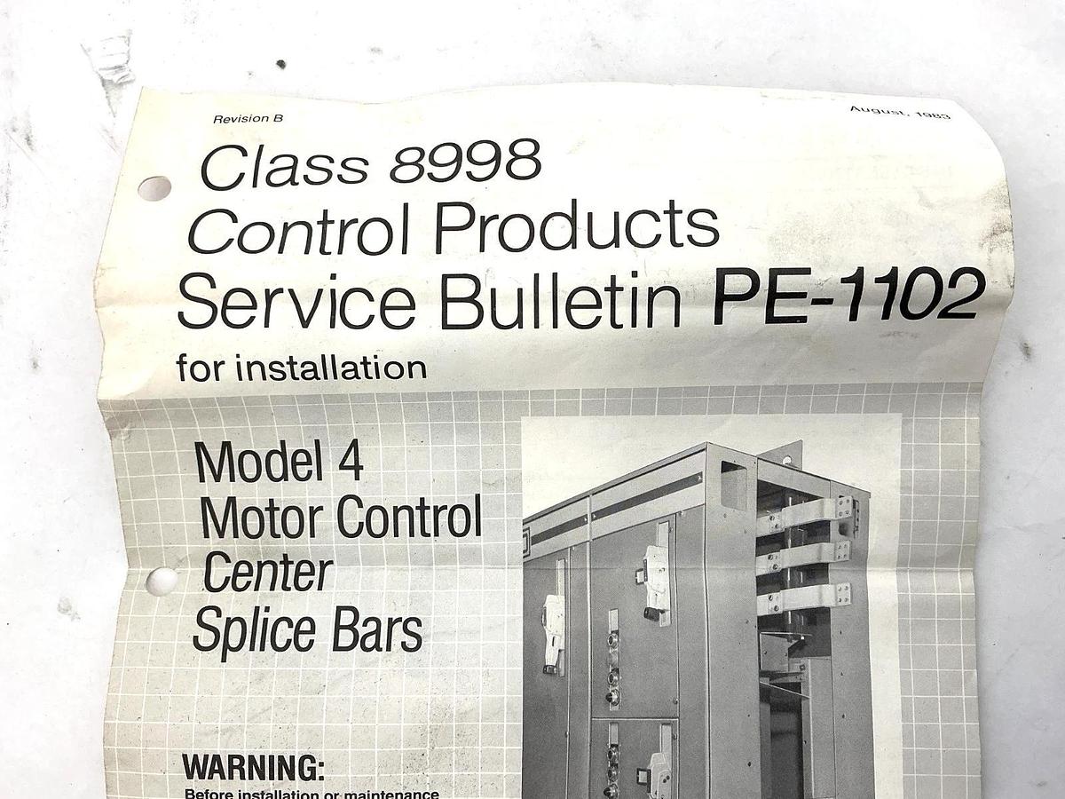 Used Square D Class 8998 Splice Kit Model 4 Motor Control Center Splice Bars