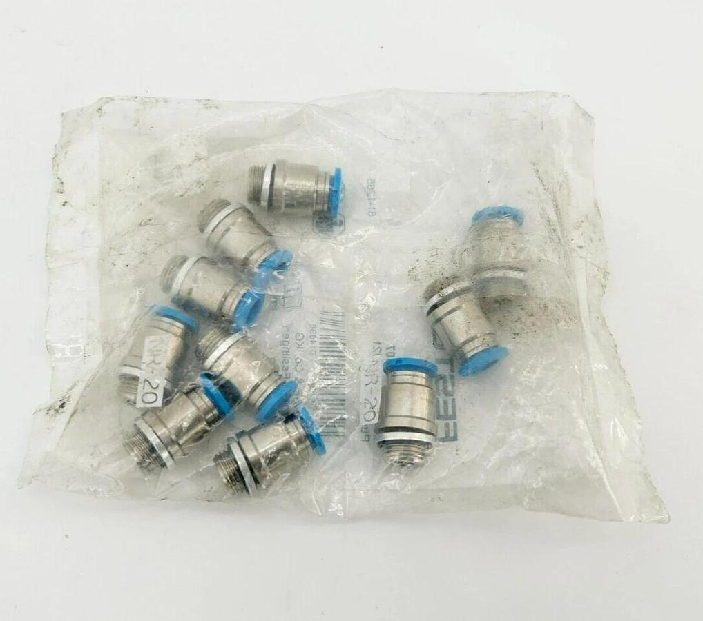 Bag of 10 New Festo QS-G1/8-6-I Pneumatic Fittings, 6mm Tube OD, 186107