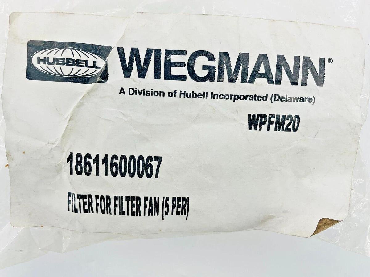 Bag of 5 New Hubbell Wiegmann WPFM20 Filter for Filter Fan 350G 18611600067