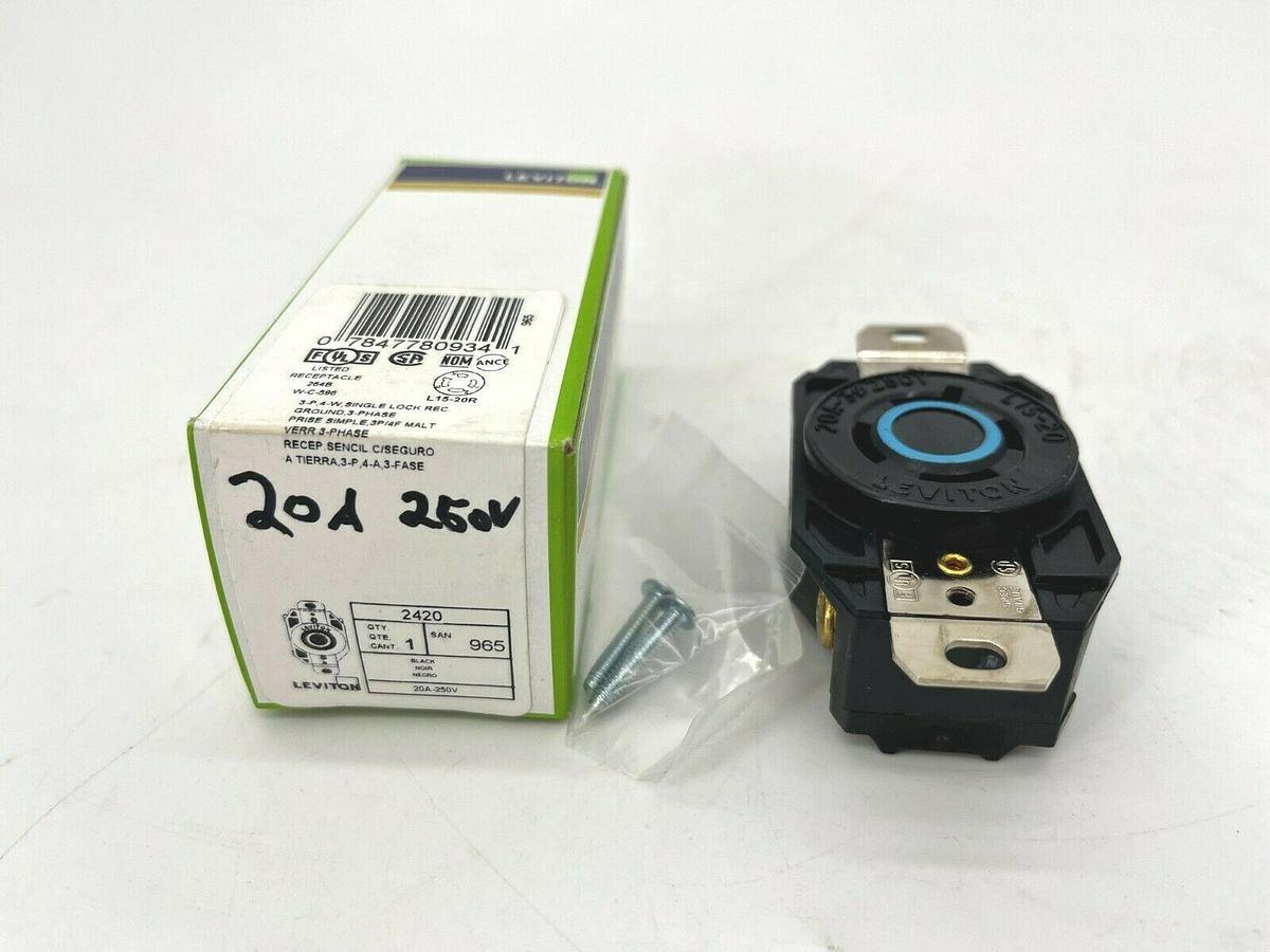 Used New Leviton 2420 Flush Mounting Locking Receptacle 20A 250V