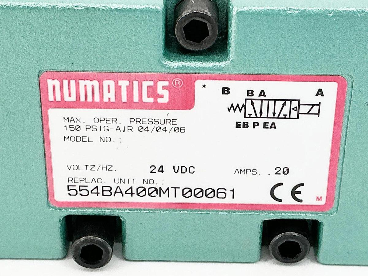 New Numatics 554BA400MT00061 Solenoid Valve 24VDC .20A 150PSIG