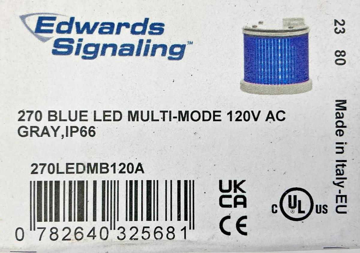 Used New Sealed Edwards Signaling 270LEDMB120A 270 Blue LED Multi-Mode 120VAC