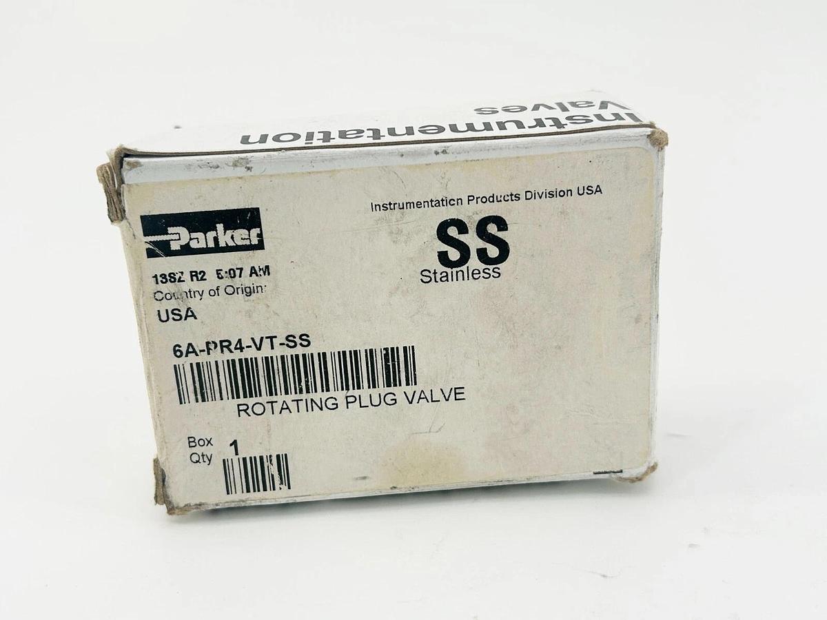 New Parker 6A-PR4-VT-SS Rotating Plug Valve 3/8" Stainless