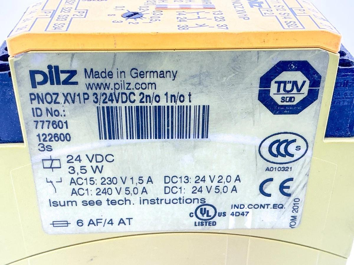 Used Pilz PNOZXV1P Safety Relay 24VDC 3.5W PNOZ XV1P 3/24VDC 2N/O 1N/O T 777601