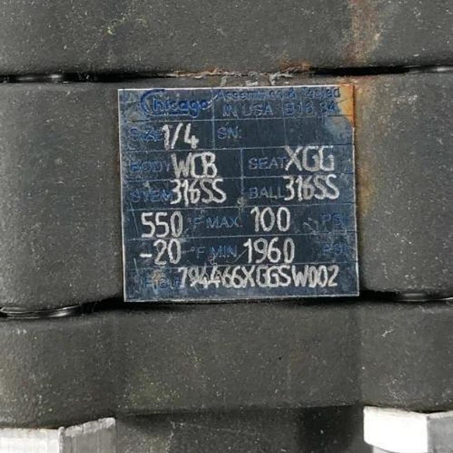 New Chicago Valves 794466XGGSW002 Ball Valve Carbon Steel 1/4" 1960psi - No Box