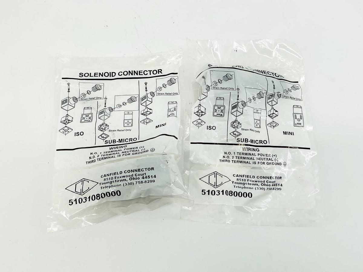 New Lot of 2 Canfield 51031080000 Solenoid Connector 6-48V 50/60Hz