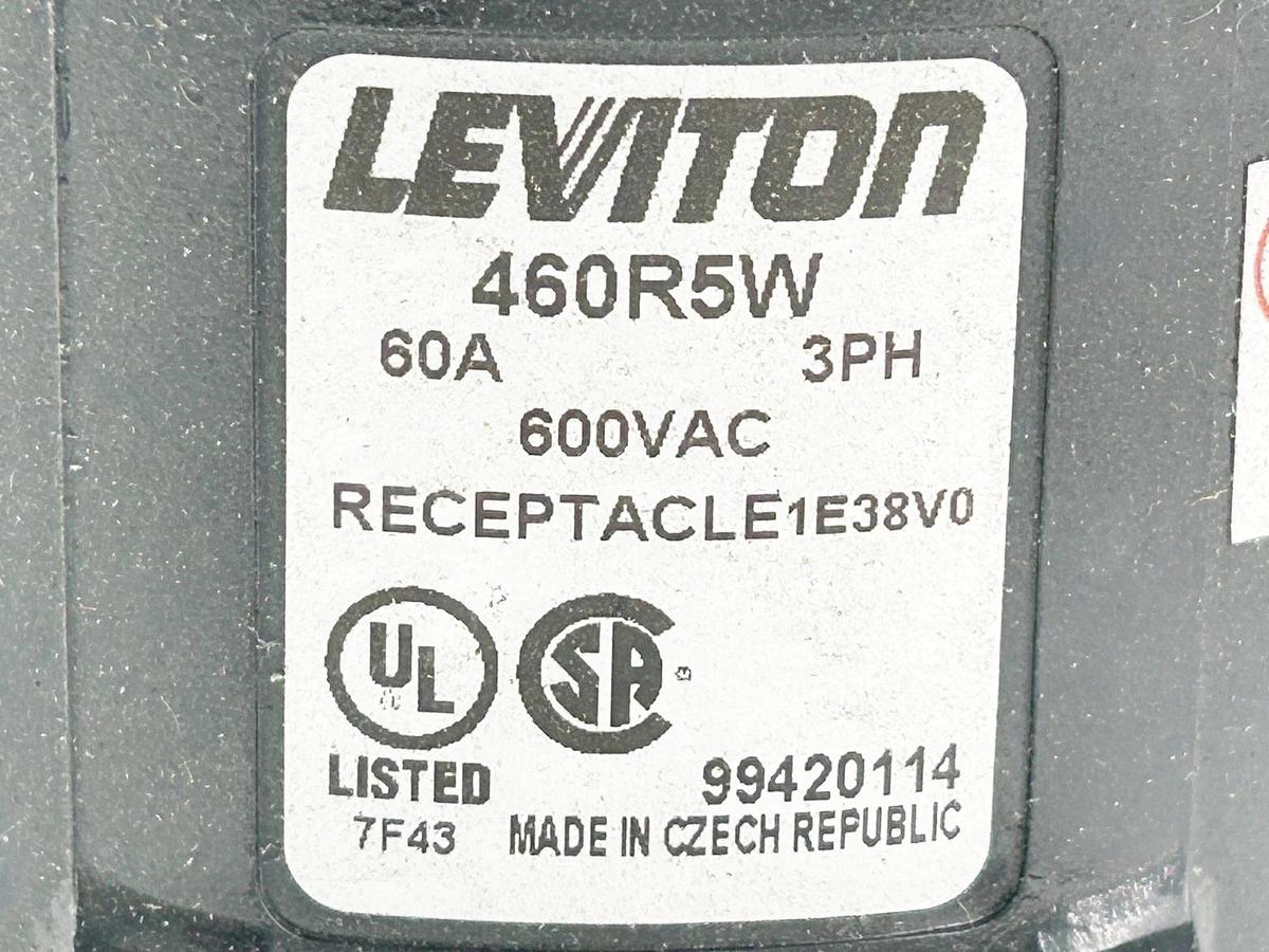 New Leviton 460R5W 4 Wire Industrial Grade Receptacle 600V 60A 3PH - No Box