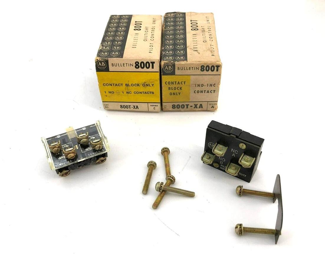 Lot of 2 New Allen Bradley 800T-XA Contact Blocks 1 NO - 1 NC Series A, Series F