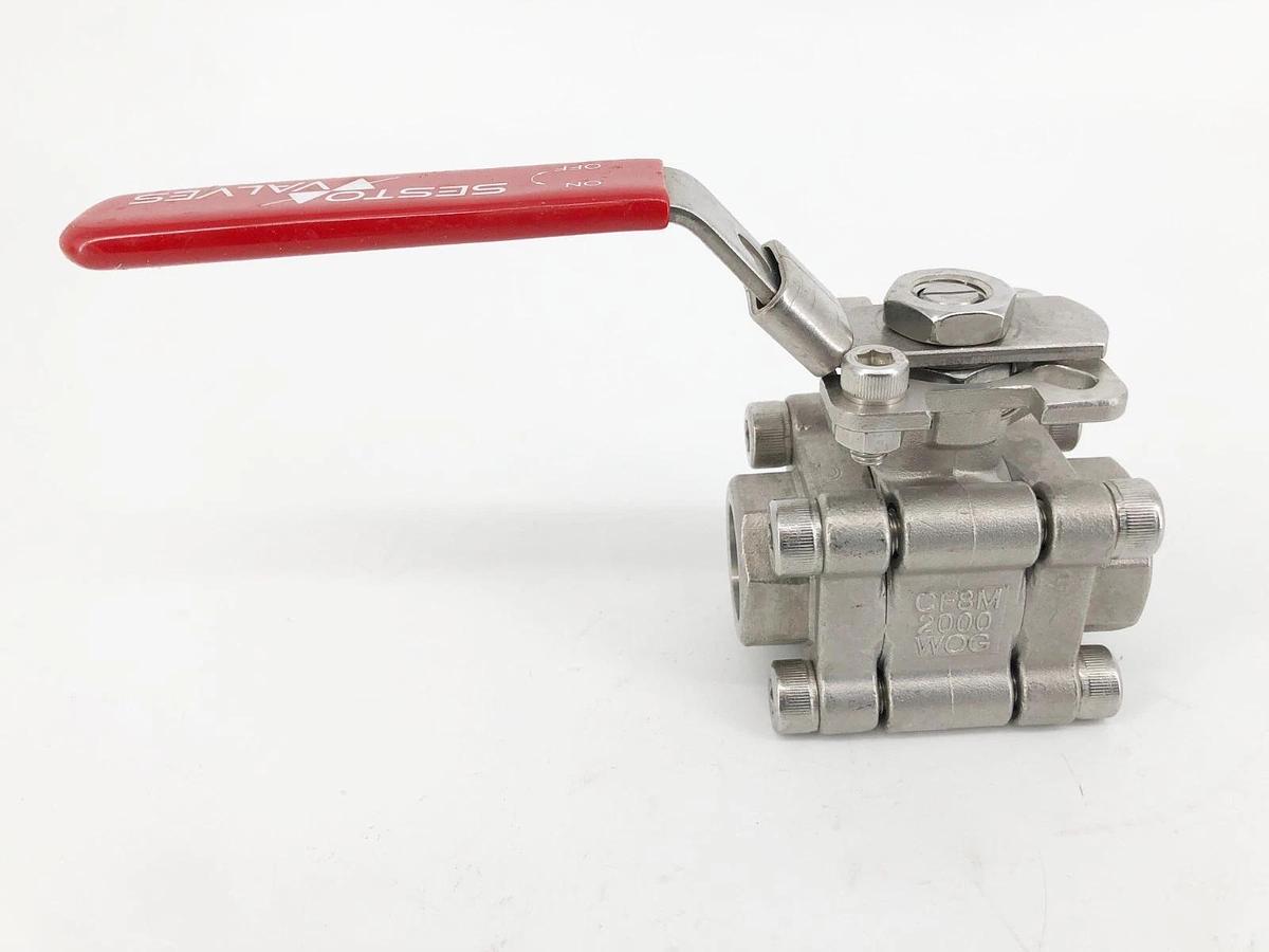 New Sesto Valves M32S-0M-S60F-L Ball Valve 1/2" CF8M 2000WOG B16.34 - No Box