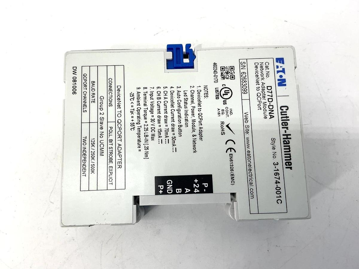 Used Eaton Cutler-Hammer D77D-DNA IT Network Adapter Module Devicenet To QCPORT