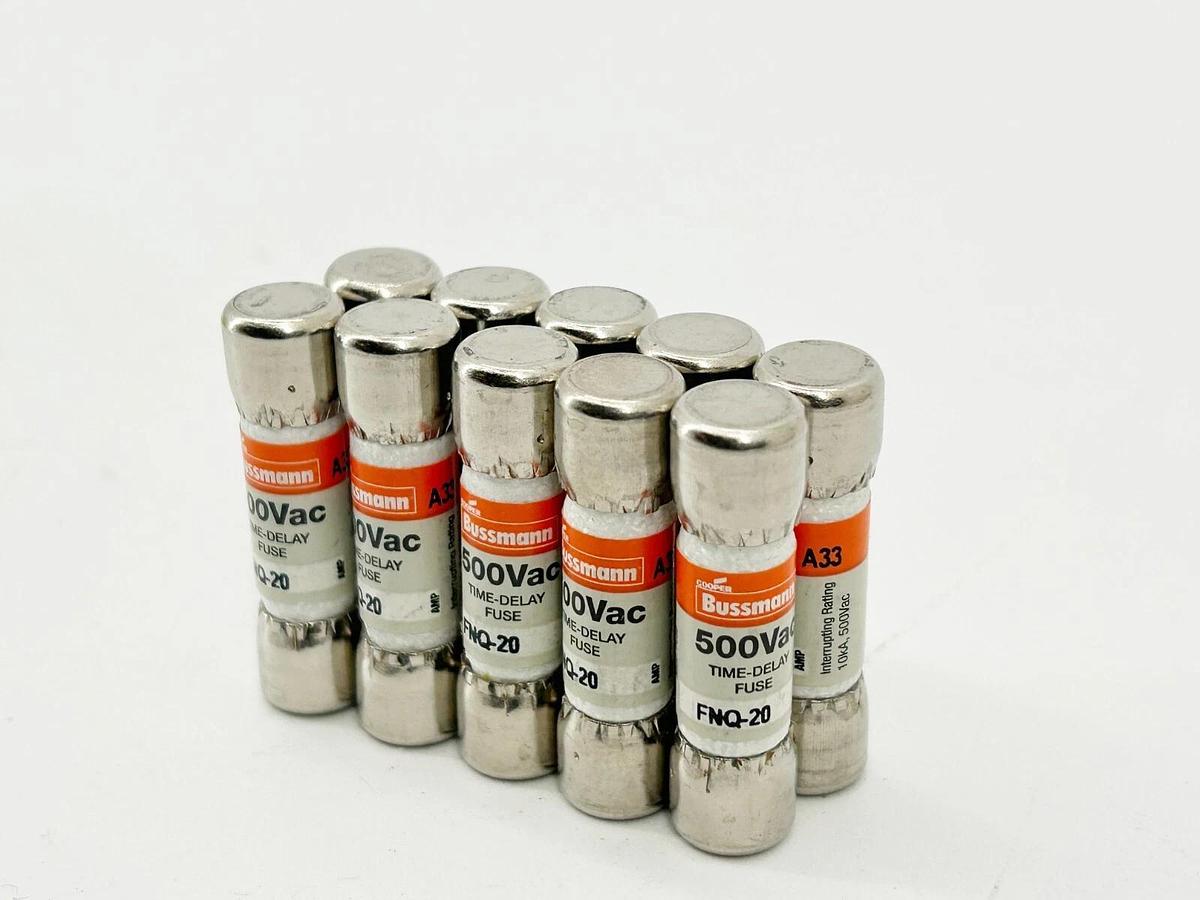 New Bussmann FNQ-20 Time Delay Fuse 500V 20A Box of 10