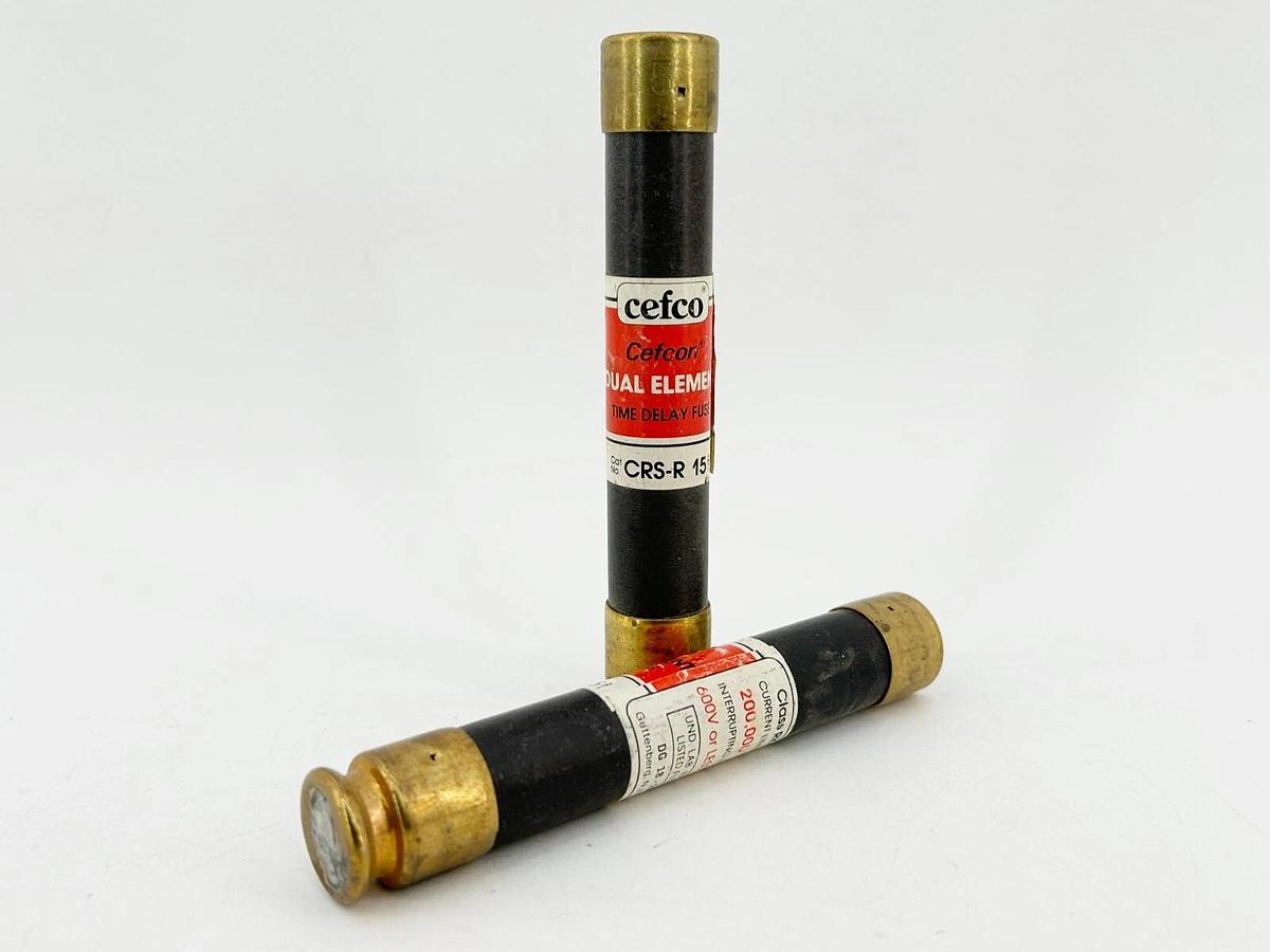 New Lot of 2 Cafco CRS-R-15 Time Delay Dual Elment Fuse 15AMP 600VAC Class RK5