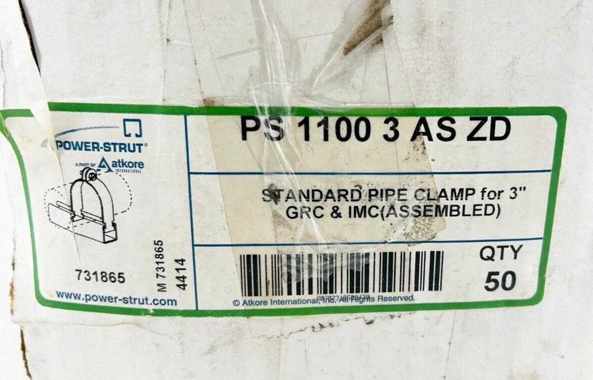 Box of 46 Power-Strut PS-1100-3-AS-ZD 3" Pipe Clamps GRC & IMC