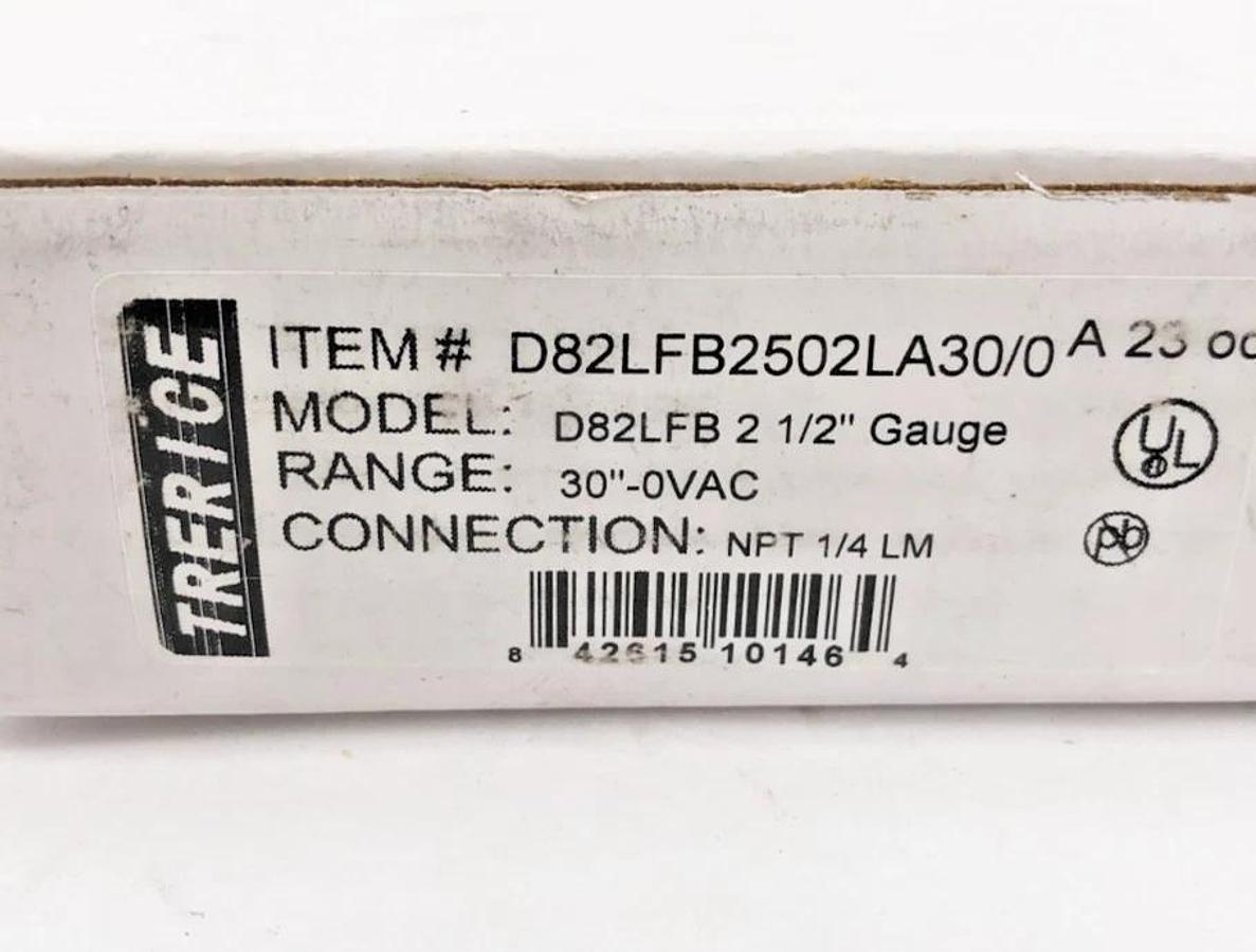 New Trerice D82LFB2502LA30/0 Gauge D82LFB 2-1/2" 30"-0VAC 1/4" NPT LM