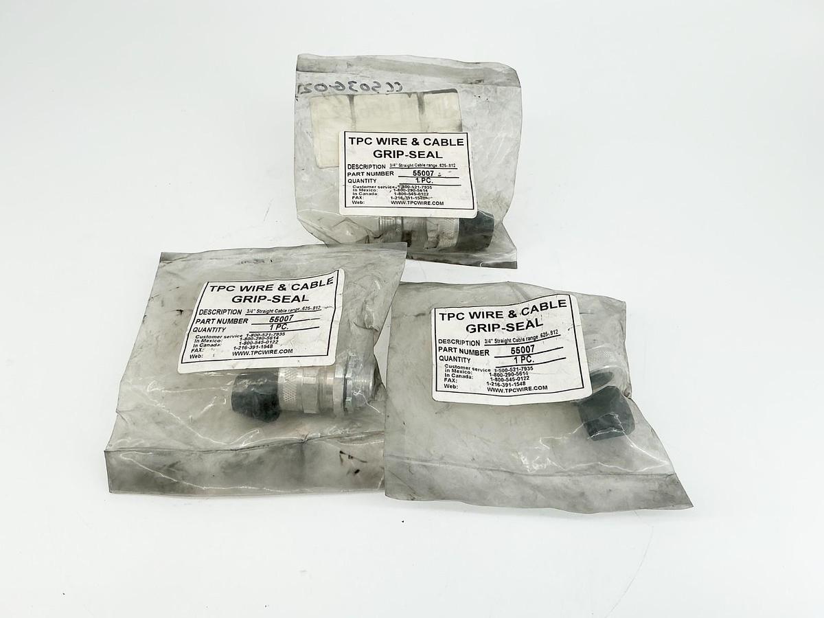 New Lot of 3 TPC 55007 3/4" Straight Cable Range 625-812