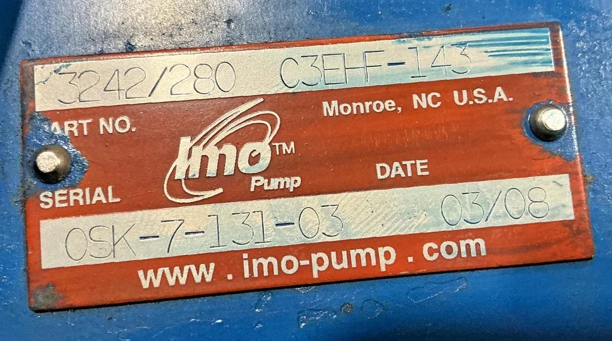 New IMO 3242/280C3EHF-143 Pump 143-Rotor Size 3242/280 C3EHF-143 - No Box