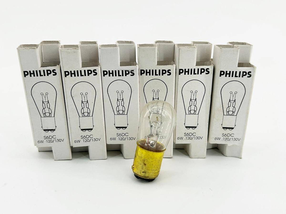 New Lot of 6 Philips S6DC Miniature Indicator Bulb 6W 120/130V
