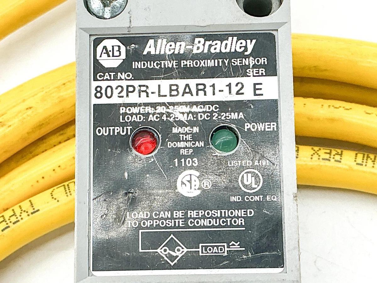 New Allen Bradley 802PR-LBAR1-12 Inductive Proximity Sensor 250V Ser.E - No Box