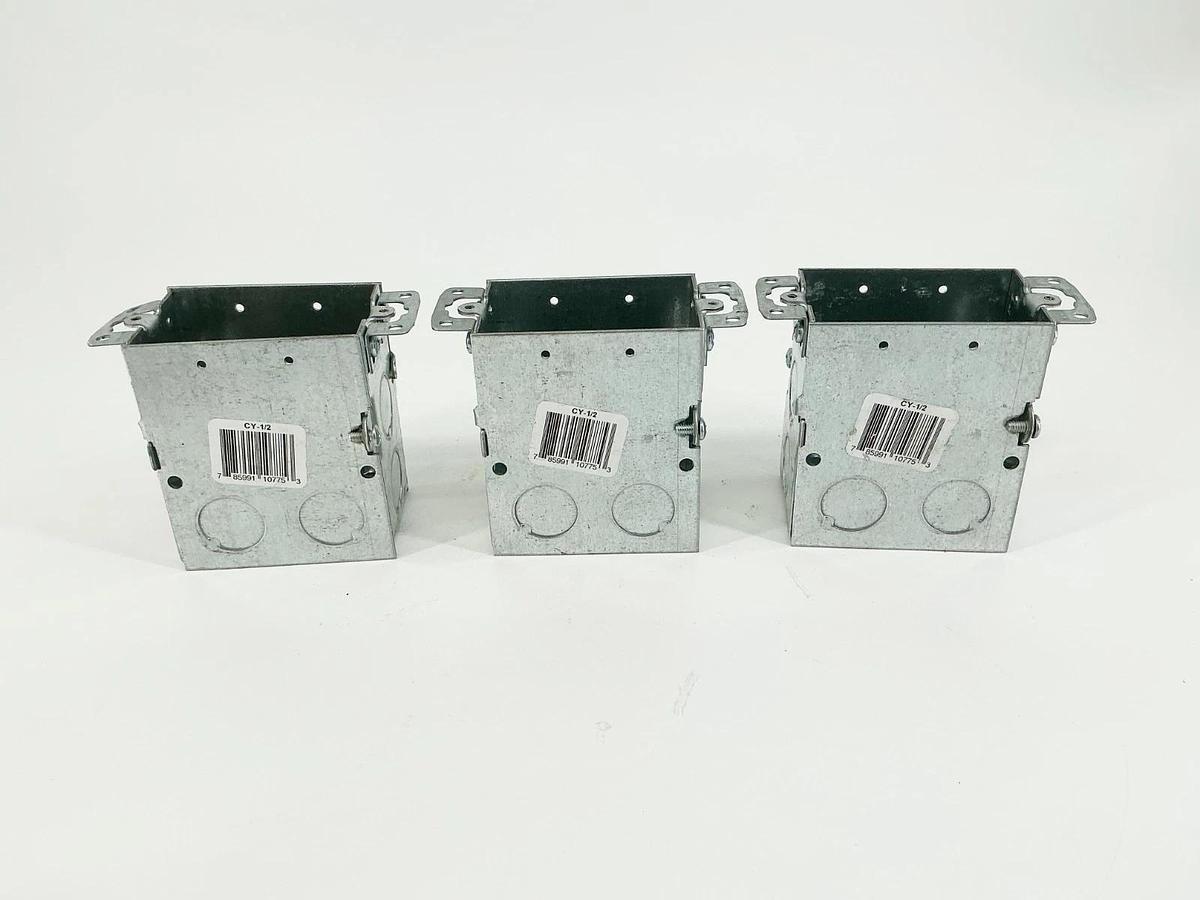 New Lot of 3 Steel City CY-1/2 Electrical Switch Box 3-1/2" Deep1/2" Knockouts