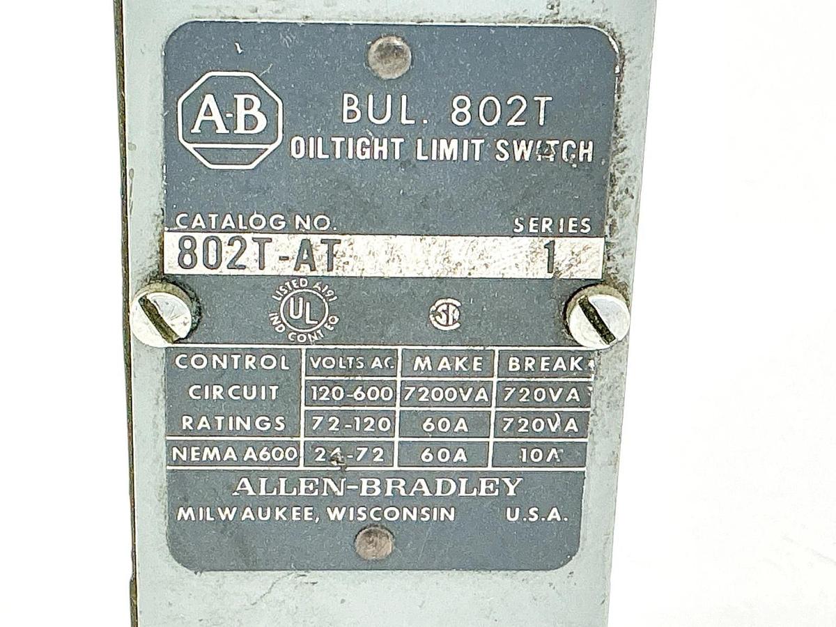 Used Allen Bradley 802T-AT Limit Switch 600V 7200VA 72A Ser.1
