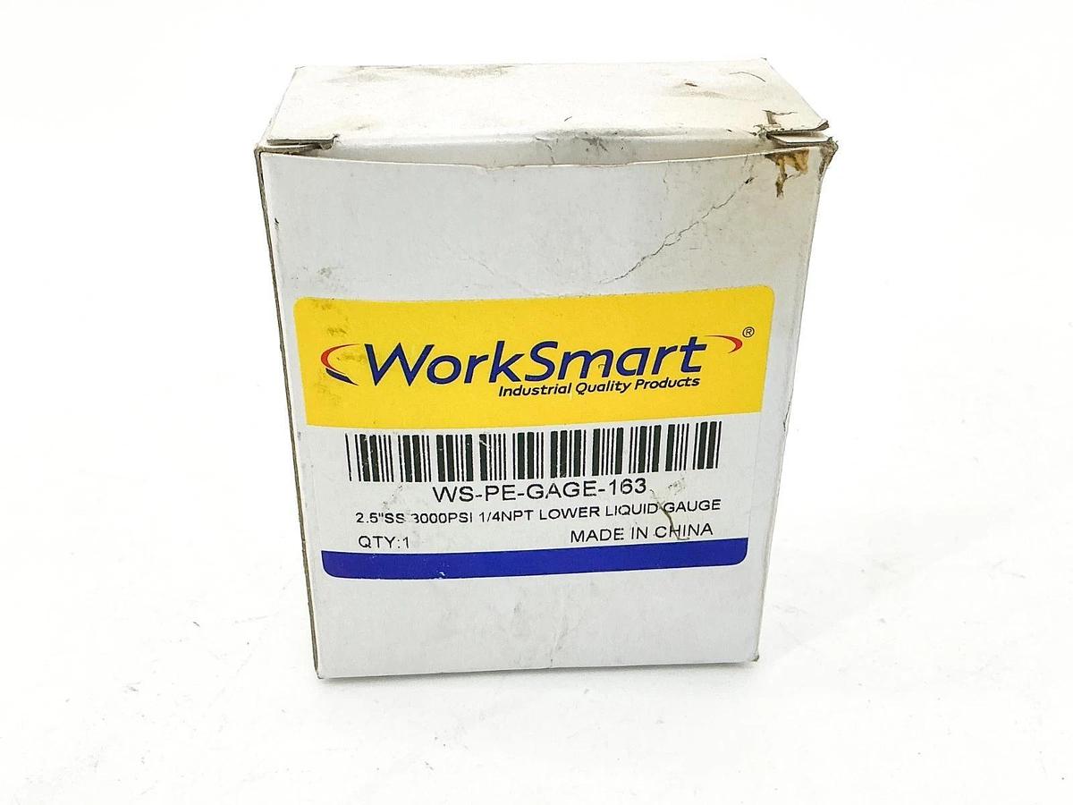 New Worksmart WS-PE-GAGE-163 Pressure Gauge 2.5" SS 3000PSI 1/4NPT