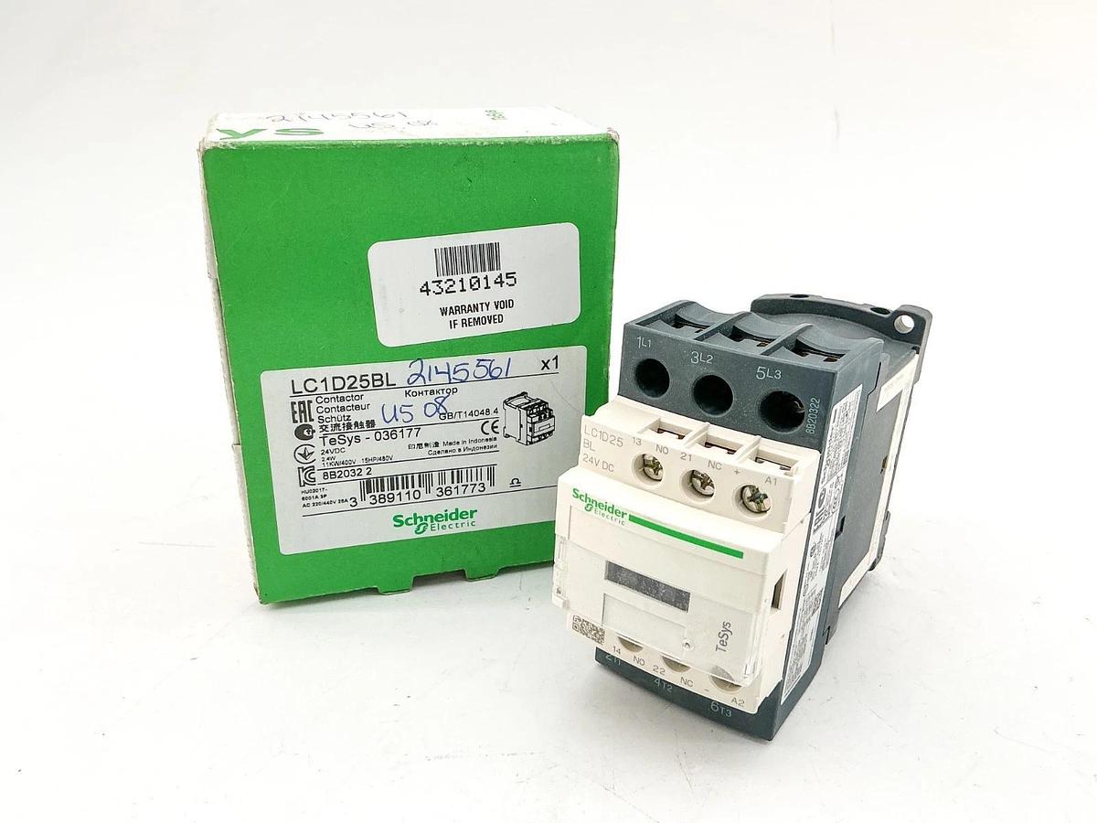 New Schneider Electric LC1D25BL Contactor 24VDC 2.4W 460V 15HP 036177